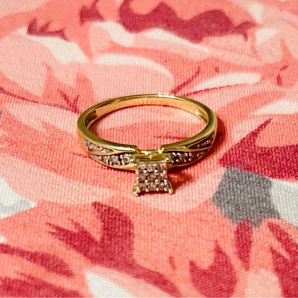 REAL 10kt GOLD diamond cut wedding band SET - Picture 9 of 12